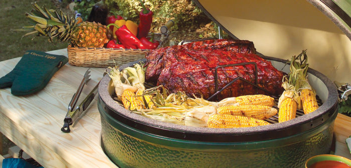 outdoor grill full of food