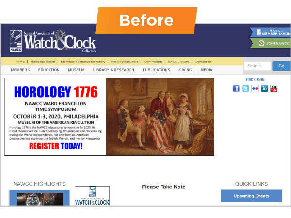 NAWCC website - before