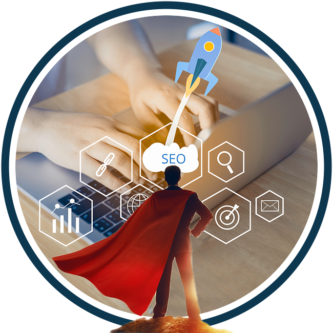 SEO Search Engine Optimization concept with laptop computer