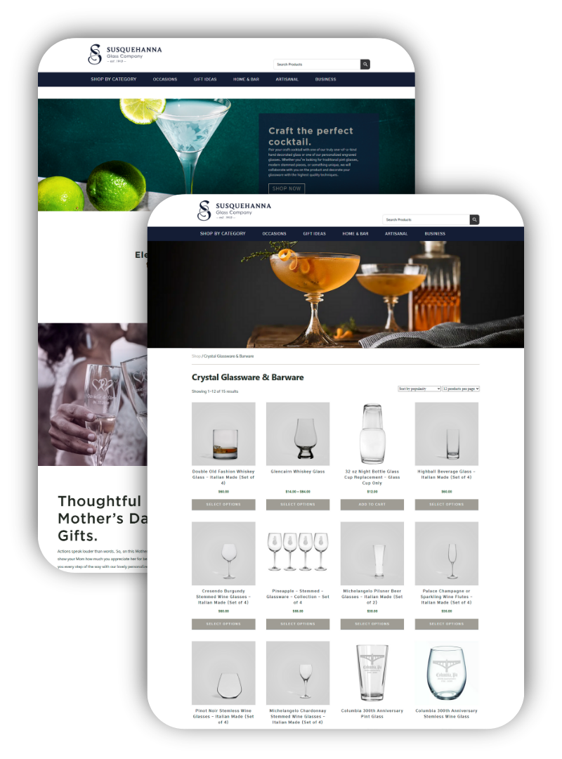 Custom e-commerce website on desktop and mobile screens