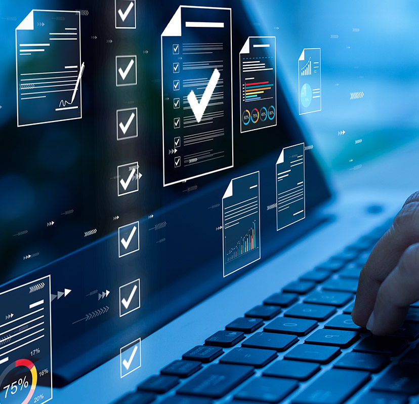  check electronic documents on digital documents on virtual screen Document Management System and process automation to efficiently